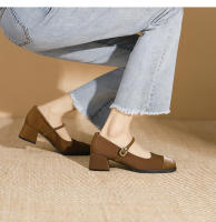 Zapatos sencillos estilo francés de tacón medio y punta cuadrada Merceditas - details 13