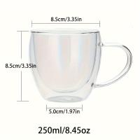 Taza De Café De Vidrio Borosilicato De Doble Capa 250ml Con Asa Resistente a Altas Temperaturas Para Jugos Leche Y Bebidas Calientes - details 1