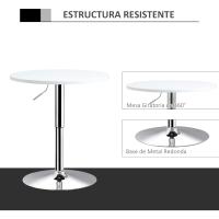 Mesa de Bar Regulable en Altura con Base Redonda y Antideslizante para Cocina Comedor Ø60x69-93 cm Blanco - details 7