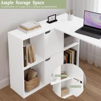 Escritorio L de Doble Tablero, Escritorio con Estantería de 6 Compartimentos, Mesa PC Ordenador para Estudio Oficina - details 0