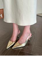 Impresionantes zapatos de tacón alto dorados con punta en punta de alta gama, nuevos zapatos de tacón - details 1