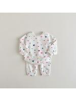 Conjunto de dos piezas de niños y niñas recién nacidos con estampado de amor colorido dulce bebé otoño casual conjunto de pantalones de manga larga - details 4