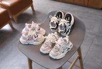 Zapatos deportivos casuales de cuero para niños y niñas, zapatillas de deporte de malla, transpirables, suela suave - details 0