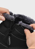 Botas de invierno informales para hombre, botines de terciopelo, impermeables, con doble cremallera, botas de nieve, zapatos de algodón antideslizantes cálidos para exteriores - details 4