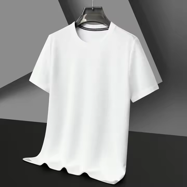 Polo de manga corta para hombre, camiseta de manga corta de algodón con cuello redondo y empalme a la moda de Polot liso con gofres, para uso diario - 1