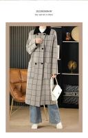 Abrigo de mujer con solapas de otoño e invierno, cárdigan largo de punto a cuadros con doble botonadura y bolsillos grandes, 100% de lana pura, 2024 - details 13