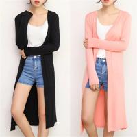 Modal Largo Cardigan Suéter de Algodón para Mujeres Abrigo Casual de Colores 12 - details 1