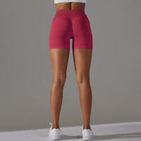 Hamidou pantalones cortos deportivos para mujer, Shorts de Yoga con cintura cruzada, gimnasio, entrenamiento, correr, cintura alta, realce de cadera, sin costuras, Fitness - details 75