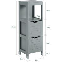 Armario de Suelo para baño Mueble Columna de baño con 2 Cajones y 1 Estantes Blanco 30 x 30 x 89 cm Blanco - details 19