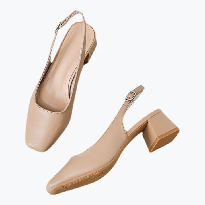 Bolsas de Cuero Suaves de Gran Tamaño Sandalias de Cabeza Cuadrada con Tacones Gruesos para el Trabajo en Verano 2024 - 1