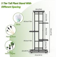 Estante de Almacenamiento para Plantas Metal Negro, Herramientas de Jardín y Guantes, 141 cm, Para Interior y Exterior, Escaleras para Plantas, para Balcón - details 67