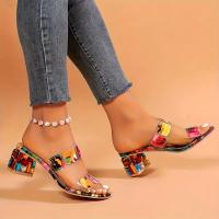 Sandalias elegantes de tacón alto para mujer con adornos de diamantes de imitación brillantes: plataforma, puntera abierta, diseño sin cordones, parte superior sintética, suela de goma, elegantes detalles azules y rosas, calzado de moda | Calzado Elegante - details 4