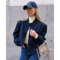 BUNO-Chaqueta Bomber de manga larga de Color liso para mujer, abrigo Vintage con cremallera a la moda, Tops, chaquetas básicas holgadas elegantes para mujer - details 4