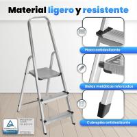 Escalera Plegable de Aluminio 4 Peldaños Soporte Reforzado para Maxima Estabilidad (200 kg) - details 2