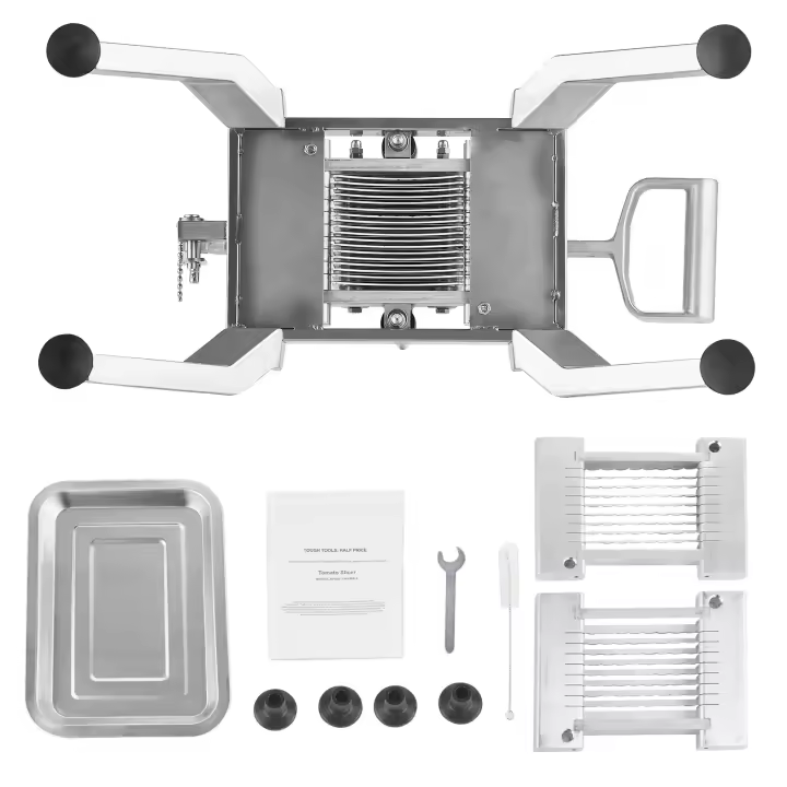 SucceBuy Cortadora de verduras comercial Cortador de tomates de 1/4 y 1/2 pulgadas, cortadora manual de acero inoxidable y aleación de aluminio con pies antideslizantes para tomates, cebollas, papas - 1