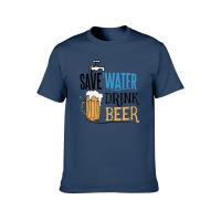 Camiseta Casual para Hombres con Estampado de Patrón Diseño 'Ahorra Agua y Bebida de Cerveza' - details 5