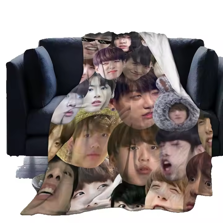 Manta de Fleece Suave y Cómoda Jungkook Jeon para Sofá Oficina Cama en Auto Couchie Dormir Playa Todas las Estaciones Usable en Casa Viaje Camping - 1