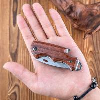 Cuchillo Plegable Portátil EDC Para Camping Y Caza Táctica Hoja De Acero Inoxidable Duradero Con Abrebotellas Y Mango De Madera - details 2