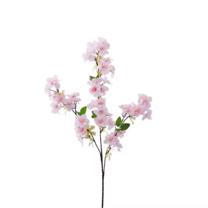 Rama de flor de melocotón Artificial de tacto Real, elegante flor de cerezo de seda de plástico hecha a mano, flor falsa para sala de estar y escritorio - 1