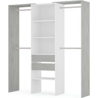 Armario Vestidor con 2 Cajones, Vestidor con Barras y Baldas, Acabado en Blanco Artik y Gris Cemento, Medidas: 179 cm (Ancho) x 202 cm (Alto) x 50 cm (Fondo) - details 6
