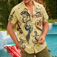 Camisa hawaiana para hombre con estampado gráfico, informal para exteriores, con solapa, manga corta, estilo vintage, talla grande. - details 3