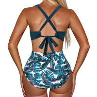 Traje de baño de una pieza para mujer, bañador para mujer en v, fruncido, traje de baño de una pieza, monokinis, natural, relleno - details 3