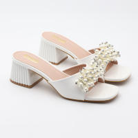 Tacones altos con tiras, tacones gruesos, perlas versátiles, sencillos. - details 11