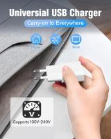 Paquete de cargador USB delgado de 5W, fuente de alimentación de 5V, 1A, 2 puertos USB C + adaptador de enchufe USB A, adaptador de enchufe para iPhone, lector de libros electrónicos, Xperia, MP3 smartphone blanco - details 4