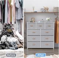 Cómoda con 9 cajones de tela, cómoda de dormitorio, mueble de almacenamiento, muebles de dormitorio, cómoda de 9 cajones, cómoda para cocina, oficina, pasillo, estilo rústico - details 26