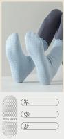 3 pares de calcetines de yoga sólidos para mujer, calcetines de yoga transpirables de algodón a media pantorrilla, calcetines deportivos antideslizantes con volantes para el suelo - details 6