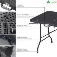 Mesa Plegable Multifuncional 180 x 75 cm, Mesa de Fiesta con Asa de Transporte, para Jardín, Terraza, Balcón, Blanco - details 10