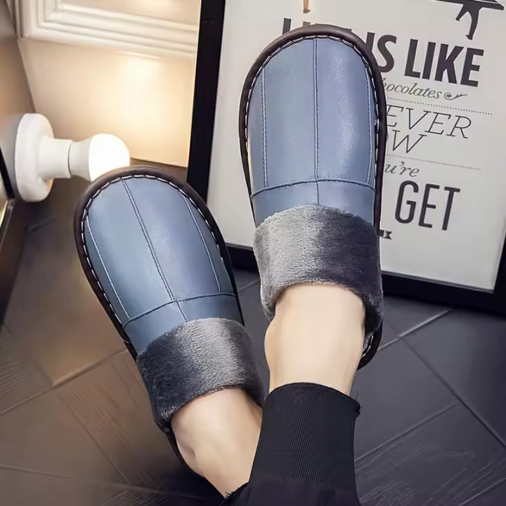 Nueva pareja de zapatillas gruesas de algodón de piel de oveja perezosa - 1