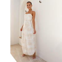 Vestido de vacaciones hawaiano de playa con escote floral informal de verano para mujer con forro - details 4