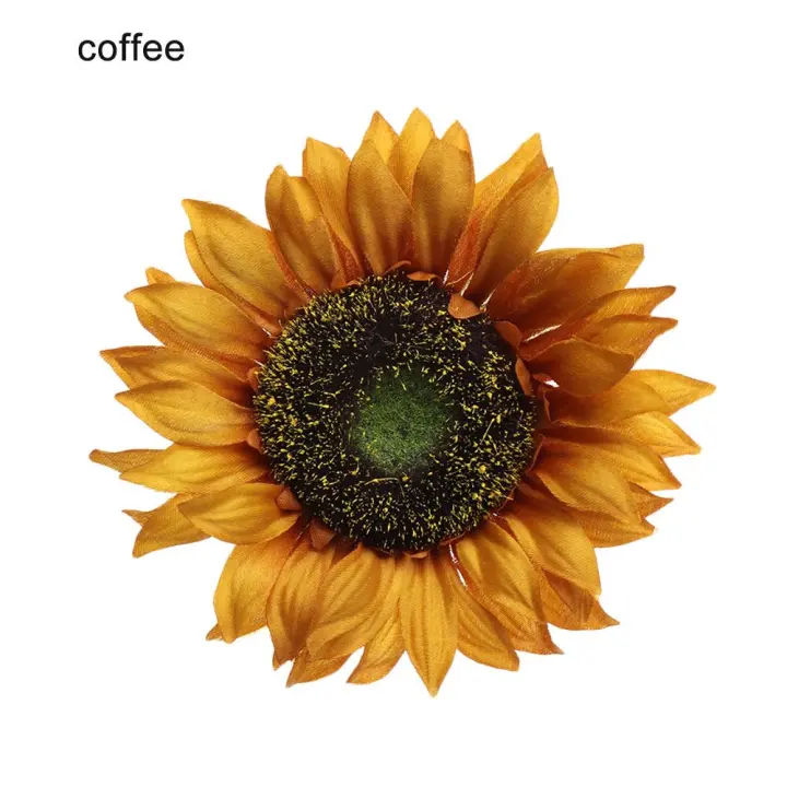 Flores falsas de seda para decoración del hogar, cabezas de girasol de color amarillo brillante, a la moda, para boda, 1 unidad - 1