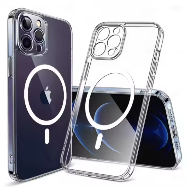 Magsafe-funda de teléfono transparente con carga inalámbrica magnética, cubierta dura a prueba de golpes para iPhone 14, 13, 12, 11 Pro Max, Mini, X, XS, XR, 7, 8 Plus - 1