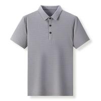 Polo de seda helada para hombre, camiseta de manga corta de malla transpirable de alta gama, ropa deportiva informal de color sólido de alta calidad - details 2