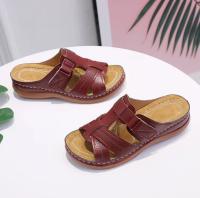 Women Cross Strap Sandals Buckle Strap Open Toe Solid Color Non-slip Slippers Slip-on Shoes - details 3