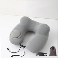 Almohada de viaje inflable en forma de U, cojín de soporte para el cuello con presión suave de la mano, con bolsa de almacenamiento, almohadilla para reposacabezas para ahorrar espacio, coche - details 16