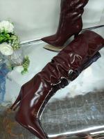Botas cónicas hasta la rodilla para mujer, diseño cómodo de verano, parte superior de tela vaquera, cierre de botón, otoño e invierno, 2025 - details 3