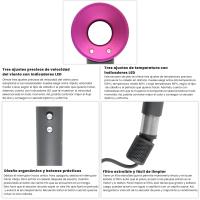 Secador de Pelo Profesional iónico Super Hair Dryer, Diseño Innovador de Ultima generación Sin Aspas, Peso y Tamaño Reducidos, Con Seis Accesorios, incluye soporte de pared, Boquilla Alisadora, Flyaway, Difusor, Boquilla aire suave, Boquilla suave, ALUMAR - details 4