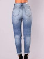 Pantalones vaqueros ajustados de cintura alta para mujer Pantalones vaqueros de estilo coreano con agujeros - details 6
