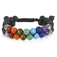 Pulsera de Yoga Vintage India Doble Capa de 7 Akas Mujeres Hombres Joyería de Sanación de Piedras Lava - details 7