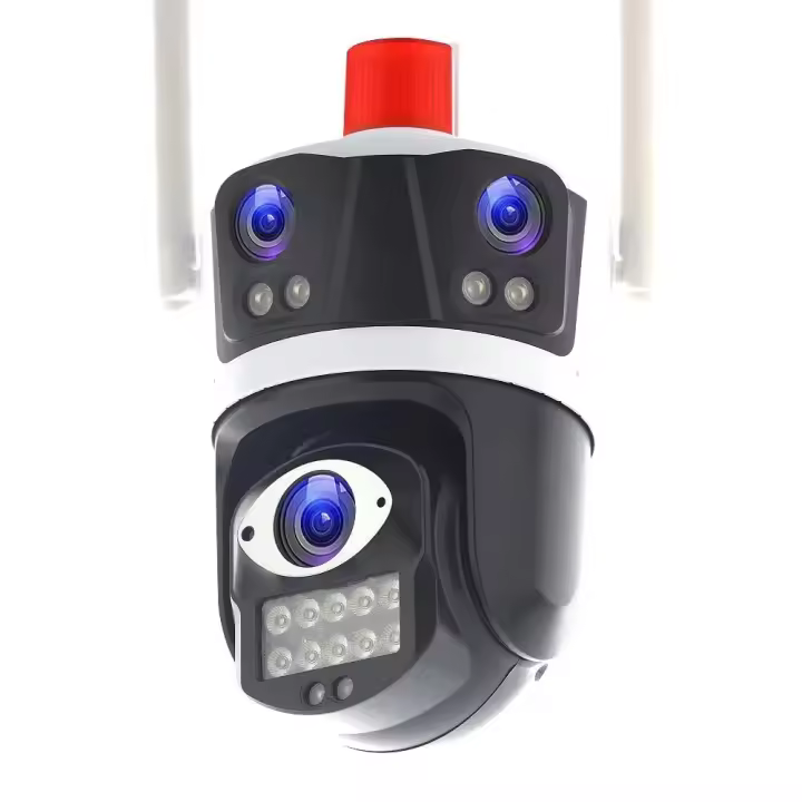 Cámara de Segurad con Detección de Movimiento Impermeable 3 Lentes HD 12MP PTZ + 128GB Conexión Onvif Fuente de Alimentación de Katería Estilo de Torre Apto para Uso Externo - 1