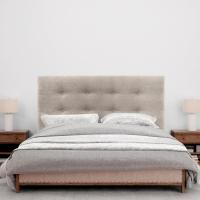Cabecero Capitoné hasta el Suelo Cabezal 8cm tapizado Tela y Polipiel para Cama Dormitorio (160x120cm (150/160), Tela Beige) - details 3