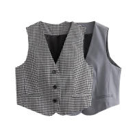 BUNO-Chaleco sin mangas para mujer, 15 colores, verano 2024, chalecos elegantes con cuello en V, chaleco de una sola botonadura, Tops, chalecos para mujer - details 1