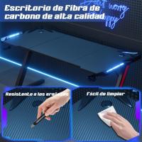 Mesa Gaming Forma Z, Escritorio de Computadora Grande con Gancho para Auriculares y Portavasos. - details 2