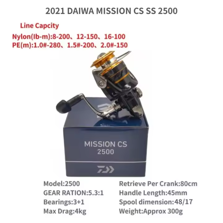 Daiwa MISSION CS SS 2000 2500 Carrete de Girado de 3+1BB Carrete de Pesca de Agua Salada - 1