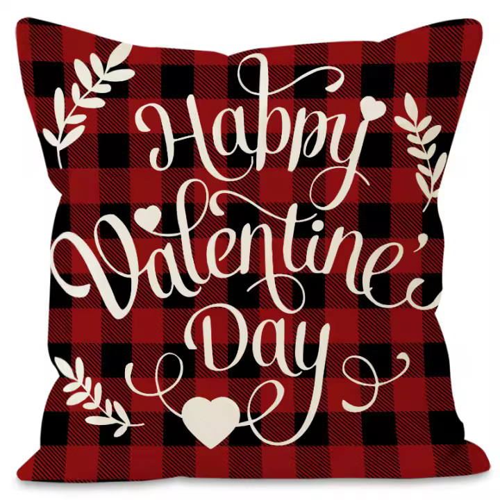Funda de almohada para coche del Día de San Valentín, decoración para el hogar y el dormitorio, funda de almohada con estampado de líneas - 1