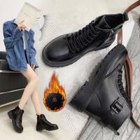 Botas Martin de talla grande para mujer, zapatos de tacón grueso, estilo británico, hebilla de cinturón, cordones, informales, botas cortas de terciopelo - details 4