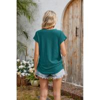 BUNO-2025 Camisetas para mujer de manga larga de algodón para mujer, camisetas con manga casquillo y cuello en V, camiseta informal holgada de manga larga de algodón para mujer - details 24